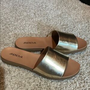 Soda Women's Gold Slide Sandals